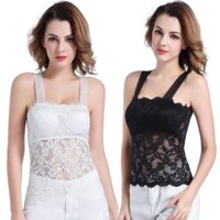 Áo camisole nữ có đệm ngực, áo ống ren dài vừa, đồ lót mùa hè không dây