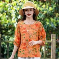 Áo cánh in mới Áo nữ trung niên tay dài 3/4 chống nắng ngoại cỡ thời trang cá tính phù hợp với mọi loại