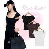 Áo cánh tiên cổ vuông Mamie Studio ôm body tôn dáng, co giãn thoải mái