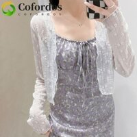 Áo Cardigan buộc dây COFORDOS, Áo Cardigan lưới xuyên thấu hoa, Khăn đi biển đơn giản Hàn Quốc chống nắng Áo du lịch