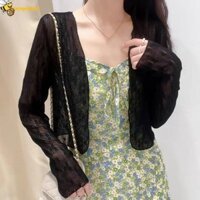 Áo Cardigan buộc dây ZENPULSE, Áo Cardigan lưới đi biển hoa, Đơn giản xuyên thấu chống nắng Áo sơ mi dài tay Hàn Quốc du lịch