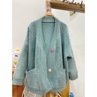 Áo cardigan cổ tim màu xanh Ngọc bích