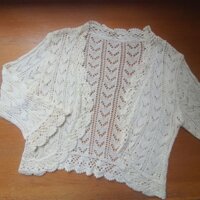 Áo cardigan crochet len móc vintage Hongkong trắng kem - em và nắng