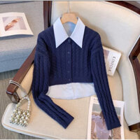 Áo Cardigan Croptop Len Vặn Xoắn Rất Mê _ Korean Style