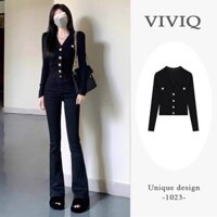 Áo Cardigan Dệt Kim Cổ Chữ V Màu Đen Phong Cách Pháp Áo Mặc Trong Tôn Dáng Cổ Điển Cao Cấp Mẫu Mới Thu Đông Cho Nữ Sành