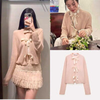 Áo Cardigan hồng nhạt Za.Ra A,uth, Tuồn Thắt Nơ Bánh Bèo mỏng 2025 Hot 2025