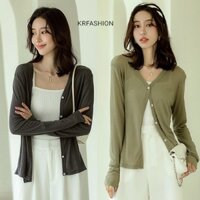 Áo Cardigan Khoác Nữ Len Mỏng mùa Hè- xuân-thu Hàn Quốc Form Rộng Siêu Hot Krfashion len thun dài tay
