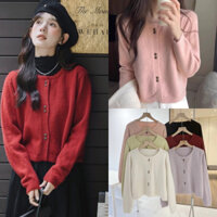 Áo cardigan len, áo khoác len nữ cúc hoa kép vintage len lông thỏ phong cách hàn Quốc - RUBY DESIGN