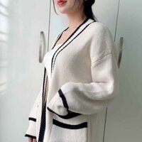 ÁO CARDIGAN LEN DÁNG DÀI PHỐI VIỀN