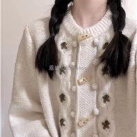 Áo Cardigan len đen hoạ tiết hoa cúc sừng hàng loại 1 siêu đẹp