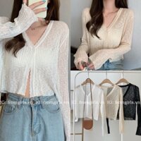 Áo cardigan len giấy dáng croptop, áo len cardigan mỏng tay dài - AK03