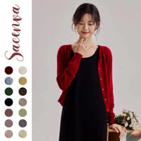 Áo cardigan len mỏng cổ tròn dài tay chất len dệt kim mặc 4 mùa phong cách nhẹ nhàng ALE20