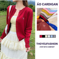 Áo Cardigan Len Mỏng Vintage Cho Nữ, Áo Khoác Ngoài Thêu Nơ Mẫu Mới 2025- A413