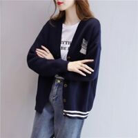 Áo cardigan len nữ trẻ trung, chất len mềm min, thời trang thu đông - Xanh than - L