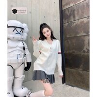 Áo Cardigan len Thom Brown tay sọc kẻ ngang Quảng Châu xuất xịn, áo khoác CDG dệt kim phong cách Hàn Quốc