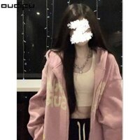 Áo Cardigan màu hồng cạp cao thời trang phiên bản Hàn Quốc