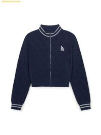 Áo Cardigan MLB Women's Classic Monogram Chenille Zip-Up Cardigan LA (Navy) 3FKCM0344-07NYS - Navy