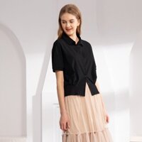 Áo cardigan ngắn tay cổ POLO thời trang mới cho phụ nữ mùa hè 2024, màu sắc đồng nhất, dáng ôm, áo thun cho phụ nữ, bán ra nước ngoài