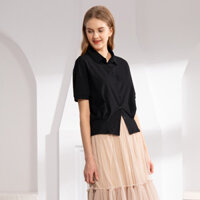 Áo cardigan ngắn tay cổ POLO thời trang mới cho phụ nữ mùa hè 2024, màu sắc đồng nhất, dáng ôm, áo thun cho phụ nữ, bán ra nước ngoài