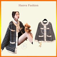 Áo Cardigan Nữ Dáng Dài Chất Len Dày Mịn Kẻ Sọc Đính Cúc Sang Chảnh Oversize Form Rộng