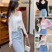 Áo Cardigan nữ mùa hè YUNRAO, Áo sơ mi điều hòa cổ chữ V mỏng, Khăn choàng lụa băng ngắn đi biển thông thường dành cho nữ