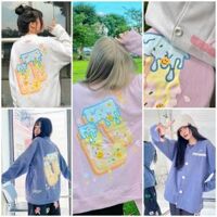 Áo Cardigan The Lenc Fabulous RẺ ĐẸP Áo Khoác Nỉ Rộng Unisex Chống Nắng Tuyệt Vời - Kiểu Bomber Cardigan Jaket - Trắng CARDIGAN,L