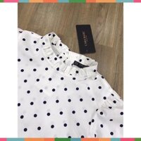 Áo chấm bi mango cổ bèo trắng