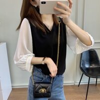 Áo chiffon Ba Lỗ Xếp Ly Cổ Chữ v plus size Cho Nữ 100kg