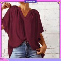 Áo chiffon Cổ v Xếp Nếp 2 Lớp Thời Trang Mùa Hè Cho Nữ