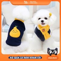 Áo chó mèo Gile len lông cừu kèm khăn cúc bấm