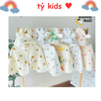 Áo Choàng Chống Nắng Đa Năng Cho Bé Vải Xô Muslin  Có Kính Chống Bụi, Thoáng Mát, Cúc Bấm Tháo Rời Size 3-14kg