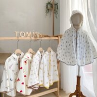 Áo choàng chống nắng tránh gió bé trai bé gái thun cotton 2 lớp thông hơi xuất Hàn