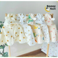 Áo Choàng Chống Nắng Vải Xô Muslin Đa Năng Cho Bé  Có Kính Chống Bụi, Thoáng Mát, Cúc Bấm Tháo Rời Size 3-14kg