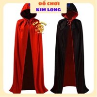 Áo Choàng có nón ma cà rồng 2 lớp đổi 2 màu đỏ đen trang phục hoá trang lễ hội halloween cho trẻ em và người lớn