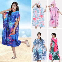 Áo choàng dành cho người lớn Khăn tắm nữ có mũ trùm đầu Áo choàng Microfiber In kỹ thuật số Bơi thể dục Thấm hút nước có thể mặc Bathro