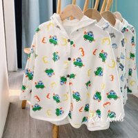 Áo choàng đi nắng cho bé họa tiết xinh xắn vải cotton da cá