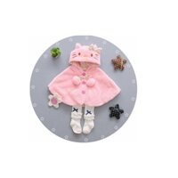 Áo choàng Hello Kitty cho bé gái, lông bao đẹp, lót vải mát, không bí