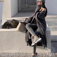 Áo choàng len, áo khoác len dáng dài basic cho mùa đông