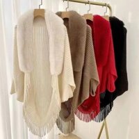 Áo Choàng Len Cổ Lông Phong Cách Hàn Quốc Thời Trang Nữ  (MTS90)