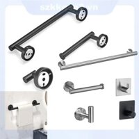 Áo choàng Móc Khăn Đường Sắt Thanh RackRound Đen Thép Không Gỉ Kệ Khăn Giấy Vệ Sinh Giá Đựng Giấy DIY Phụ Kiện Phòng Tắm VNK2