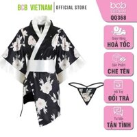 Áo choàng ngủ kimono lụa hoa anh đào kèm quần lọt khe gợi cảm sexy sang trọng freesize QQ368