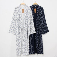 Áo choàng ngủ Kimono nam Nhật Bản Áo choàng tắm mỏng Cotton nguyên chất Áo choàng tắm có dây buộc