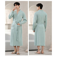 Áo choàng ngủ nam phong cách mới Áo choàng tắm nam phong cách mới Áo choàng tắm mùa xuân và mùa thu Đồ ngủ dài tay Áo choàng tắm phục vụ tại nhà