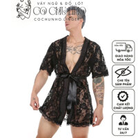 Áo Choàng Ngủ Phối Ren Xuyên Thấu Quyến Rũ Cho Nam - đồ lót nam gợi cảm -cochunho.lingerie