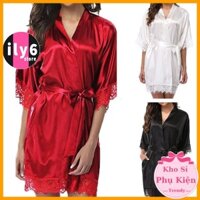Áo choàng ngủ ren kimono bằng lụa gợi cảm cho nữ đồ ngủ sexy E1217