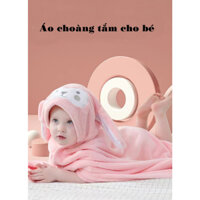 Áo choàng tắm cho bé, khăn choàng tắm có mũ vải bông san hô mềm mại thấm hút tốt DD339