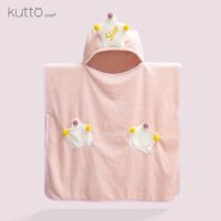 Áo Choàng Tắm Có Mũ Trùm Đầu Chất Liệu Cotton Dày Dặn Không Gây Bóng Nhờn Tiện Dụng Cho Bé