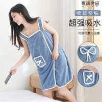 Áo choàng tắm dành cho người lớn dành cho nữ Khăn tắm dày có thể quấn Khăn tắm lông cừu san hô Thấm hút nước mềm mại không thấm nước nhanh-