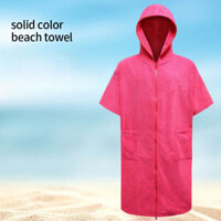 Áo choàng tắm đi biển Microfiber Áo choàng khô nhanh Khăn đi biển Dày thấm hút ẩm Áo choàng tắm màu trơn Dây kéo phong cách thay đổi Bathro