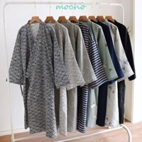 Áo choàng tắm Kimono nam MOCHO, Yukata phong cách Nhật Bản dáng rộng cổ chữ V, Đồ ngủ dài tay Bộ đồ ngủ Kimono in hình mỏng cho Spa